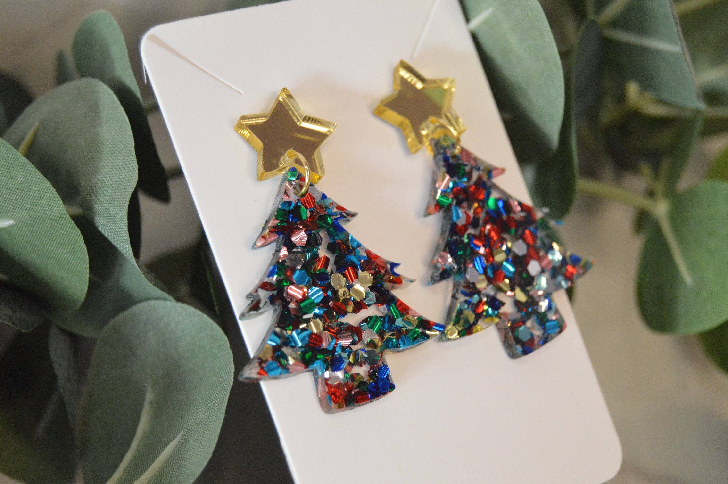 The Adorned Fox – wholesale Dangle earrings – Colorful Christmas Tree Earrings, Earrings, Confetti Earring5