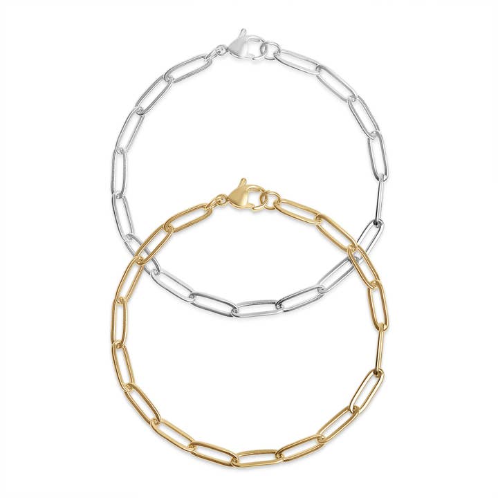 WJW - Wholesale Link & Chain Bracelet - Stainless Steel Paperclip Chain Bracelet