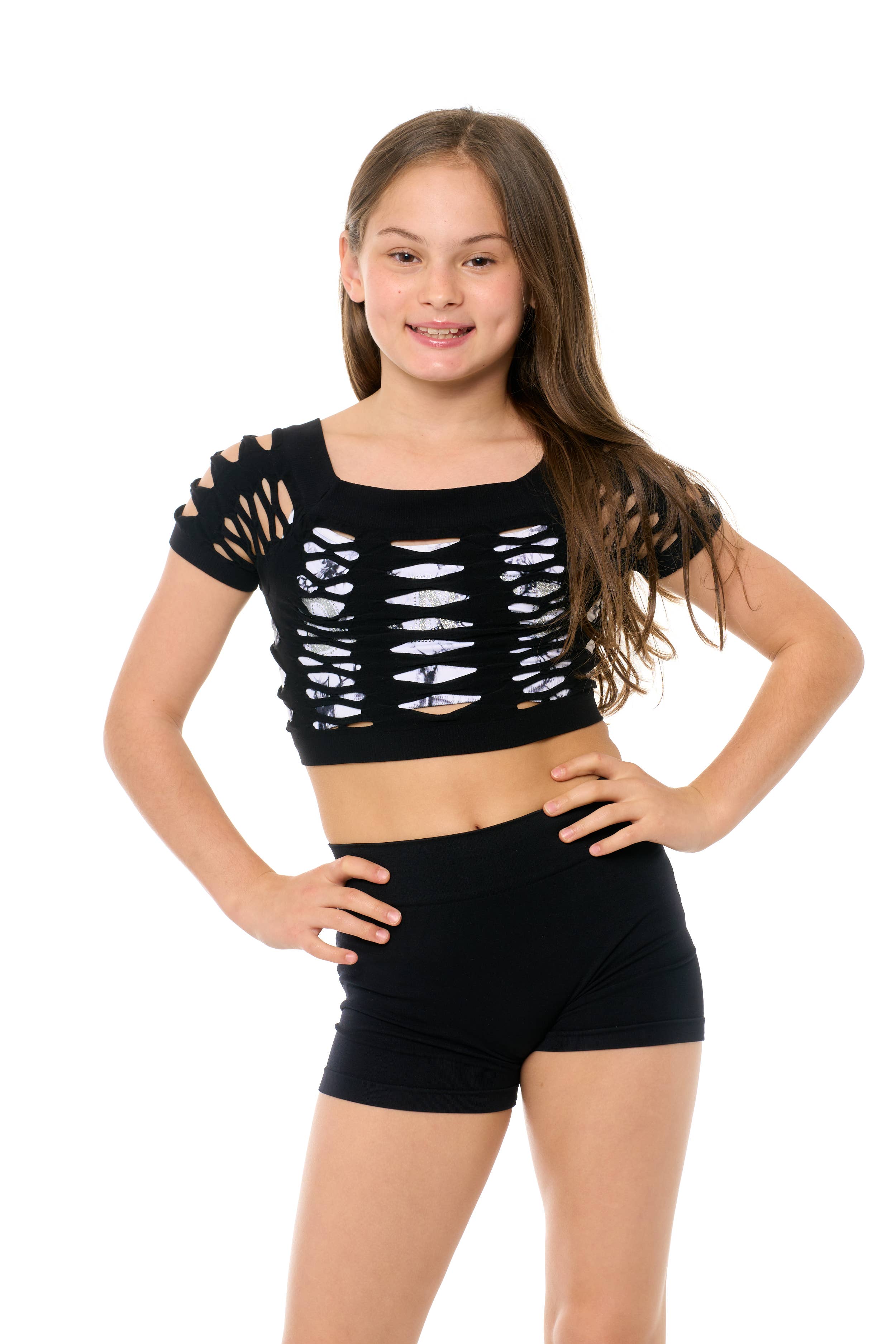 Malibu Sugar - Wholesale Tank Top - Kids - Malibu Mesh Crop Top for Dance Girls (8-14) One Size0