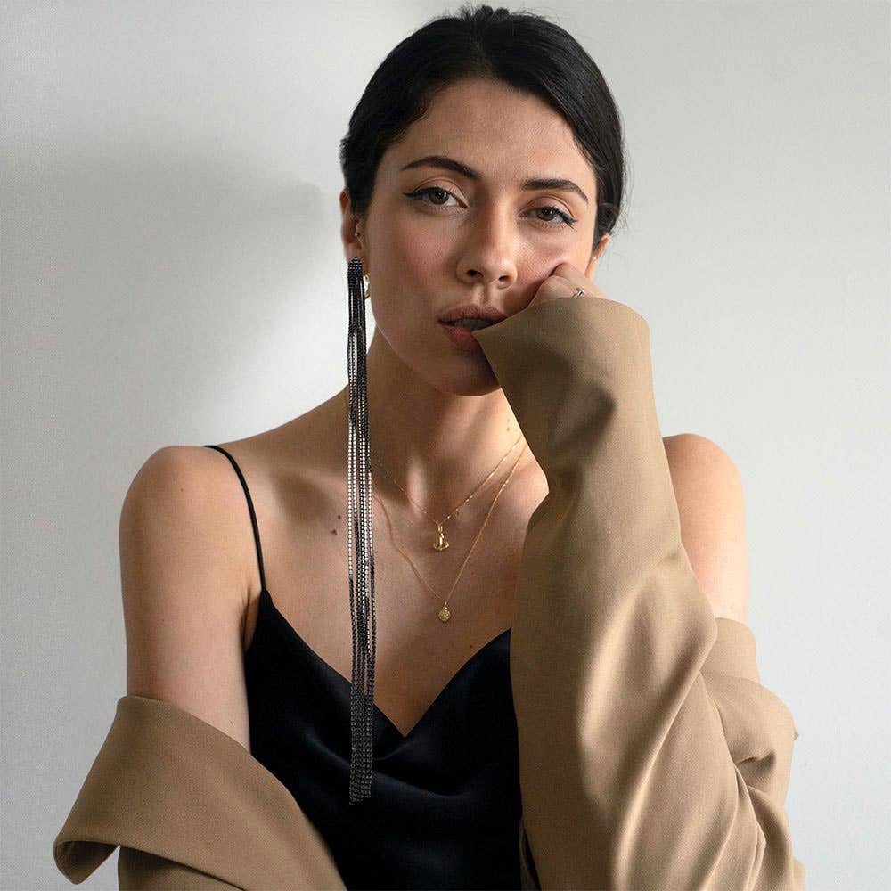 Sensibling Corp. - Wholesale Tassel Earrings - Oversized Rhinestone Fringe Evening Earrings6