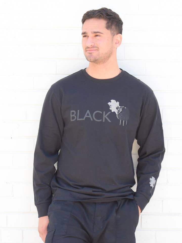 Schwarzes Langarmshirt Schaf für den Großhandel von Preston And James