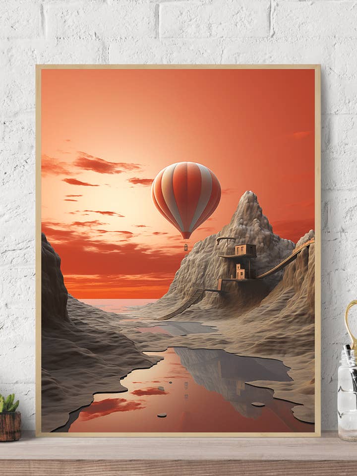 Hot Air Balloon- Surreal Landscape Canvas Wall Art Print for wholesale by Arttique - Artistry Canvas Prints
