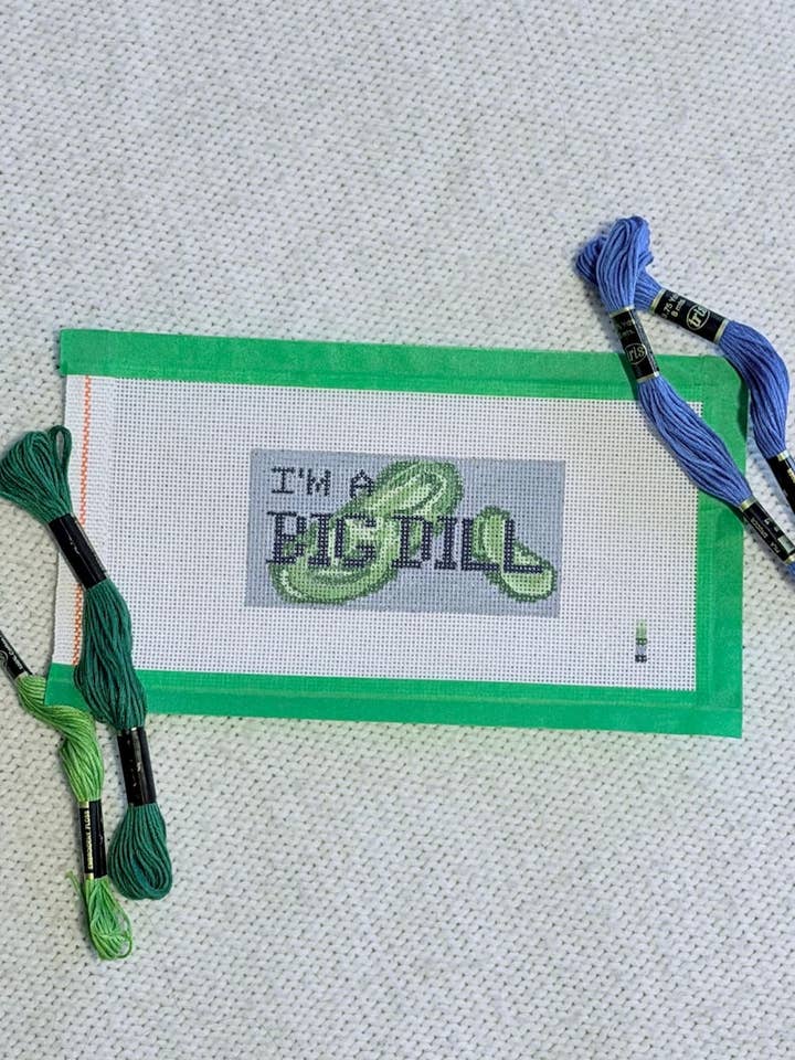 I’m A Big Dill Hand Painted Needlepoint Canvas // Pickle Lover Patch for wholesale by Lets Stitch Studio
