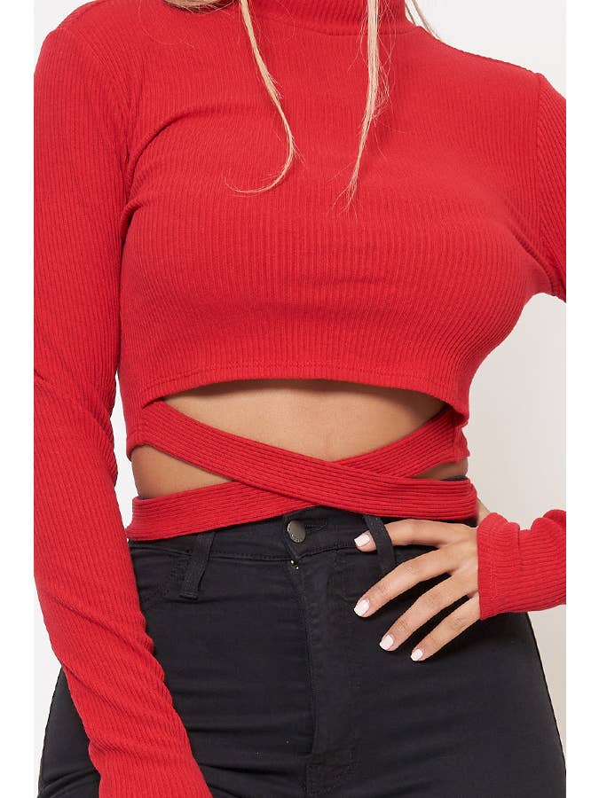 Junie – wholesale Stickad topp - Dam – RIB DRAGKEDJA FRAM MOCK HALS LÅNGÄRMAD TOPP AT2626