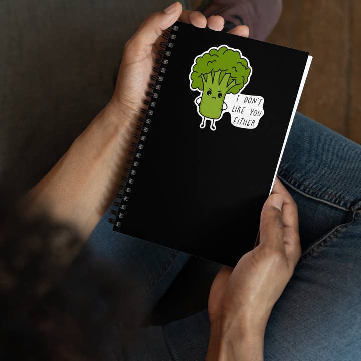 BROCCOLI I don’t like you either A5 Spiral notebook for wholesale by Mollie Rose Art Co