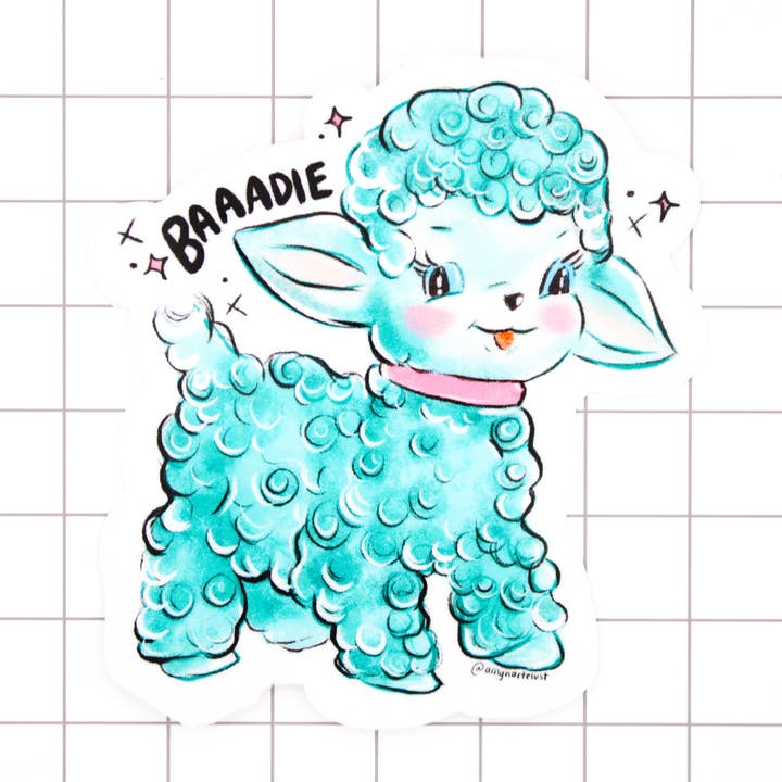 Little Baddie Lamb Vinyl klistermærke for engroshandel hos Amy Hartelust Art and Illustration