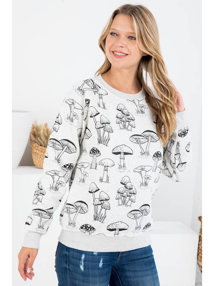 LA Soul - Wholesale Sweatshirt - Women's - Mushroom Print Sweatshirt
