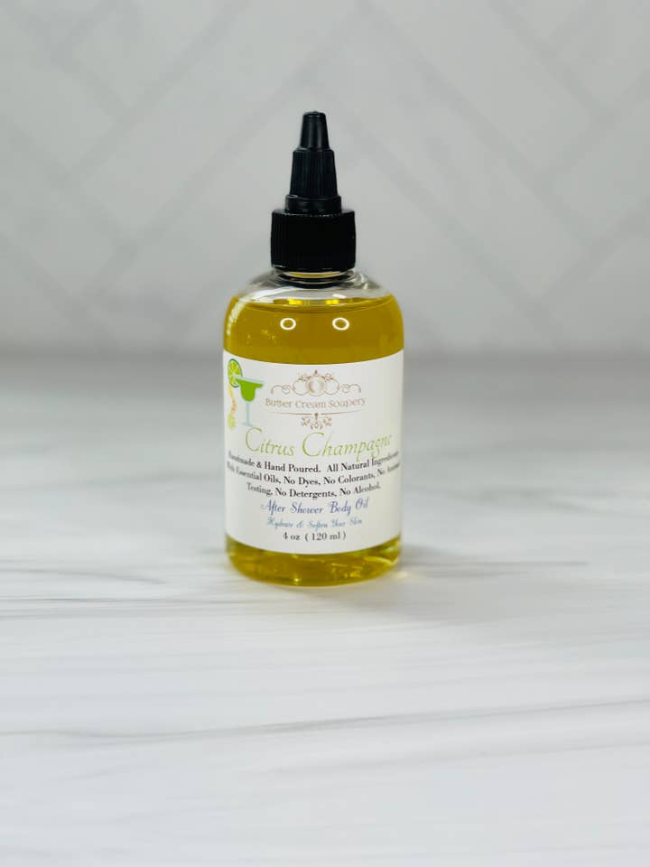 Huile pour le corps après la douche - (Citrus Champagne) 4oz pour la vente par Butter Cream Soapery