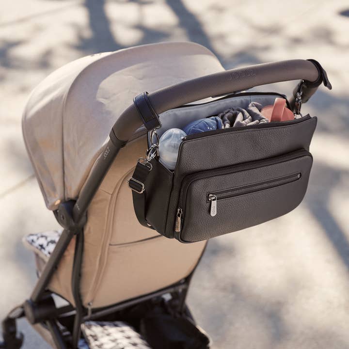 OiOi - Vente Accessoire/housse pour poussette – bébé - Caddie multitâche pour poussette - Cuir végétalien noir