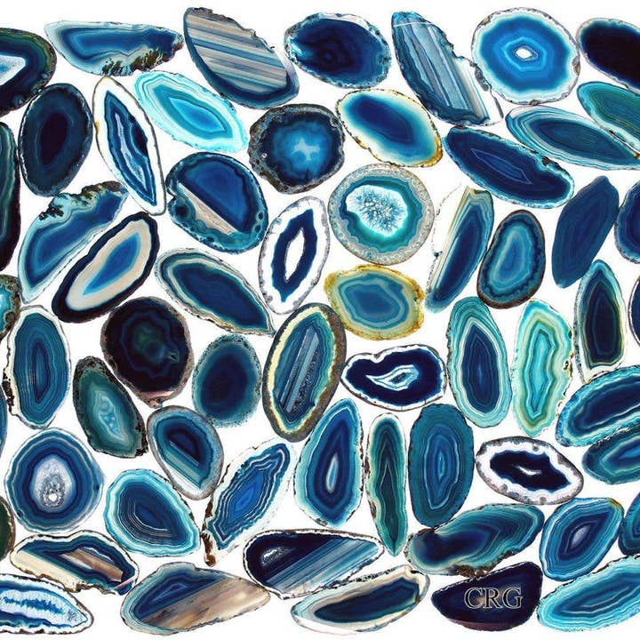 Fetta di Agata Teal (Dimensione #000) (da 1 a 1,5 pollici) Grado A Fetta di Geode di Agata Brasiliana Cristalli all'Ingrosso per la vendita all'ingrosso da parte di Crystal River Gems LLC