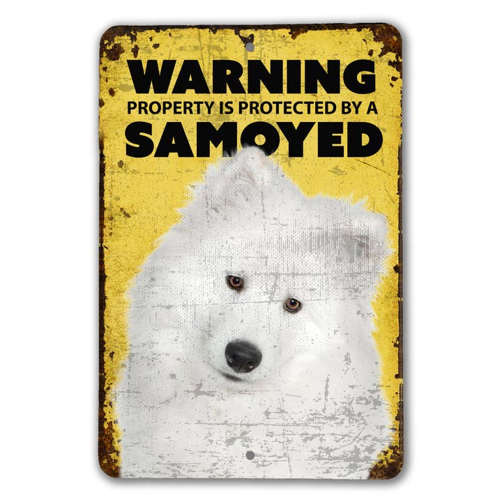 Warning Samoyed Sign for wholesale by Real Cool Stickers & Stuff