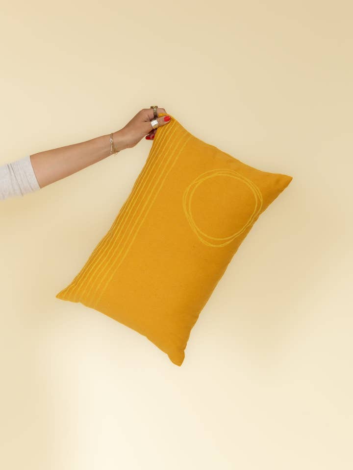 Recycled Cotton Throw Pillow Cover - Lumbar Yellow for wholesale by eelo