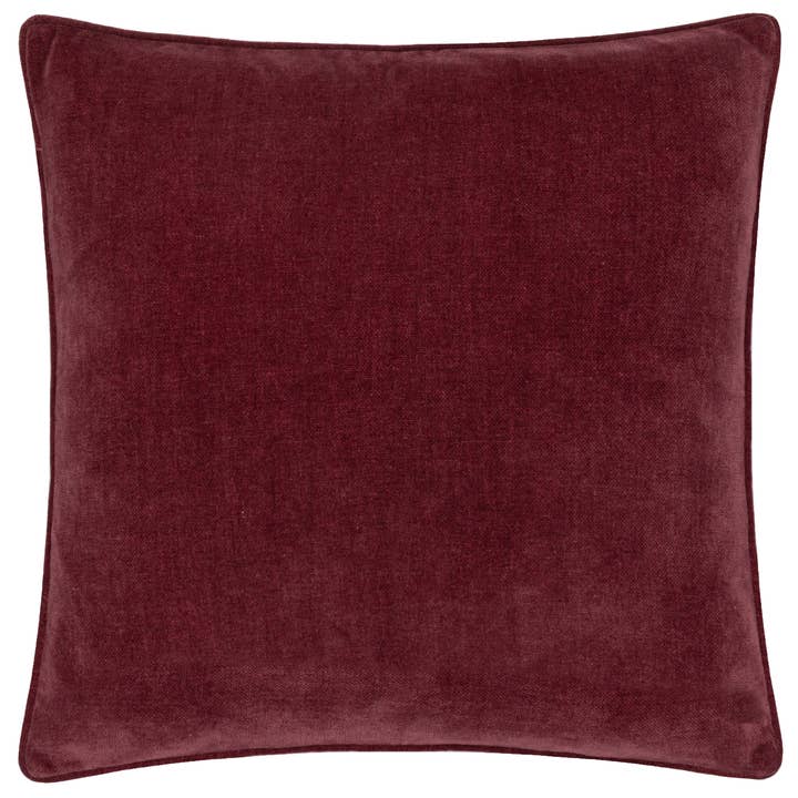 Heavy Chenille Piped Cushion Beetroot for wholesale on Faire1