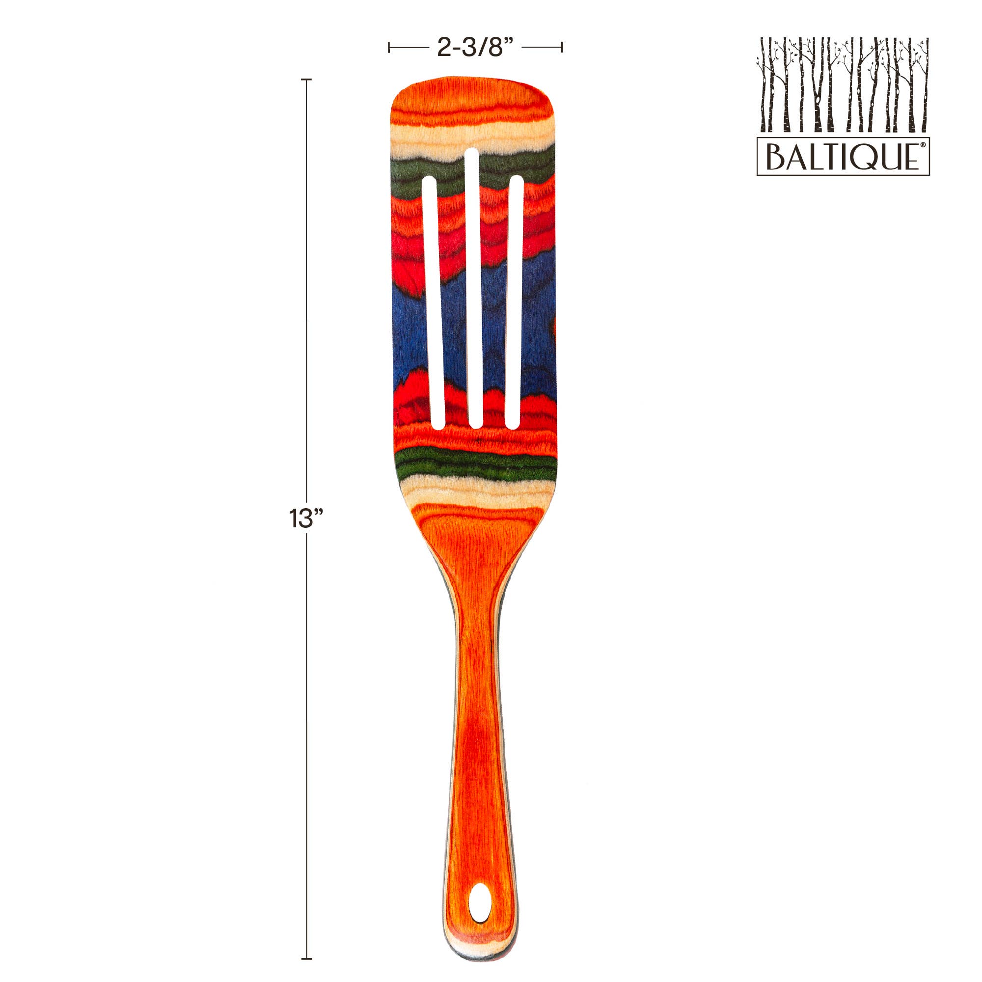 Totally Bamboo - Wholesale Spatula/Turner - Baltique® Marrakesh Colorful Wooden Slotted Spurtle, 13"5