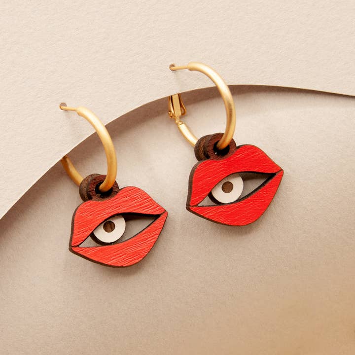Materia Rica - Vente Boucles d'oreilles pendantes - L'œil dans la bouche