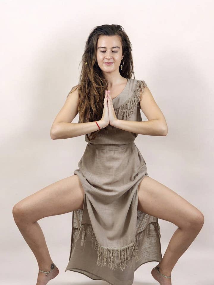 Vestido Maxi de Linho Orgânico Dusty Rose por atacado de Sacred Ceremony