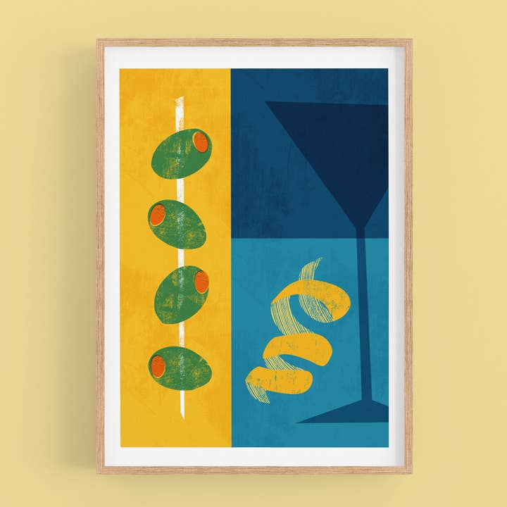 Martini Cocktail Art Print for wholesale by Astrid Weguelin Illustration