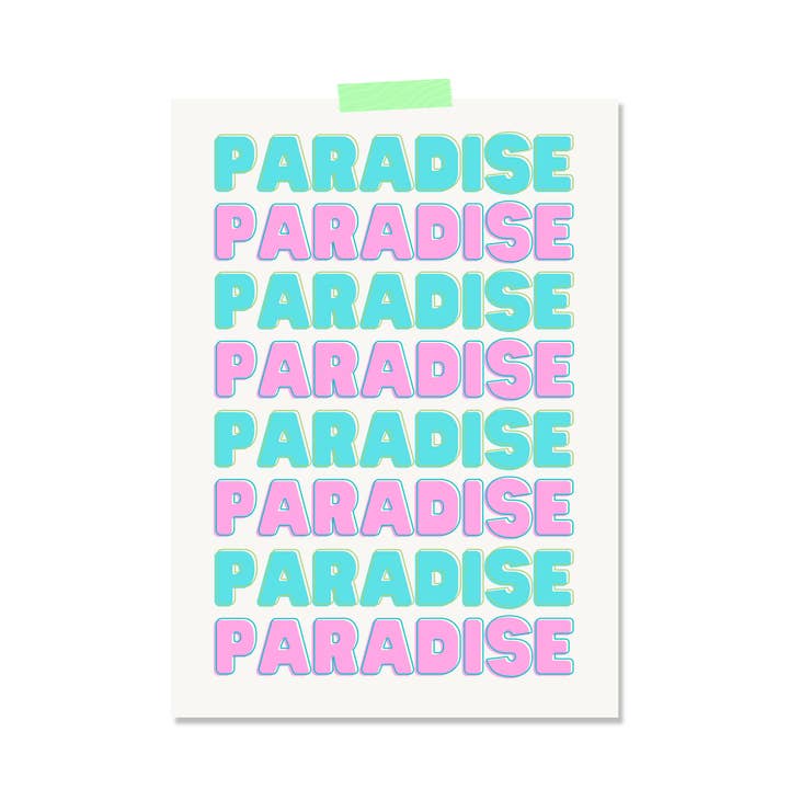 Dorm Decor Wall Art Blue & Purple Paradise Typography Poster for wholesale by 527 Photo