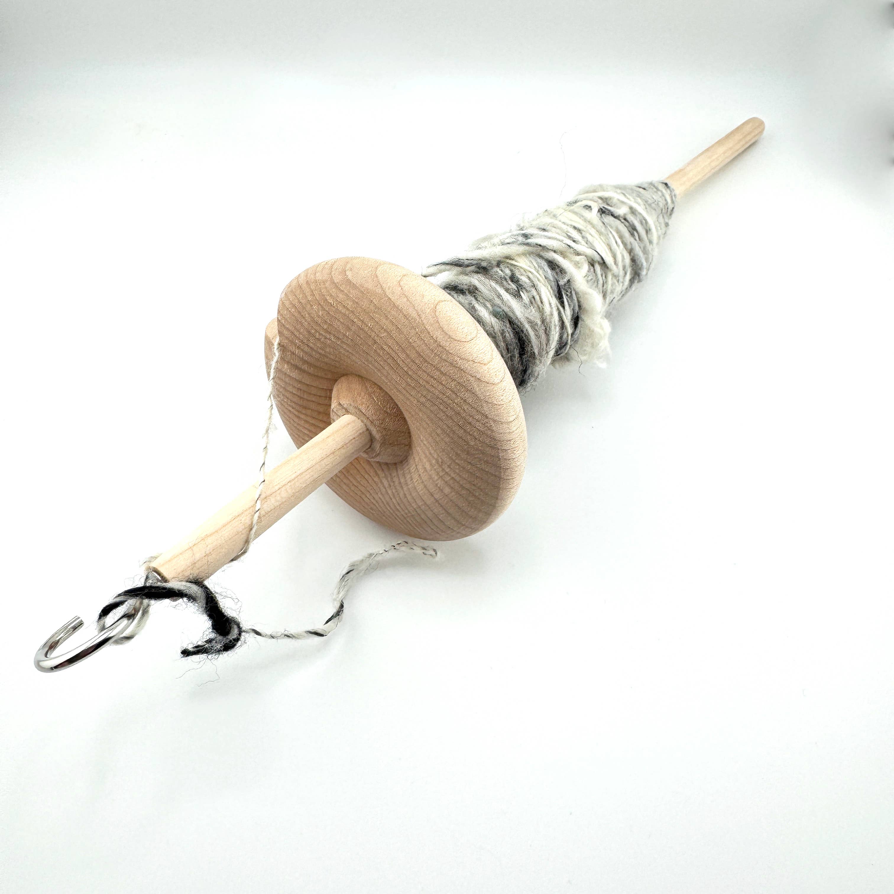 Art by Erica H & Rebel Stitchers - Wholesale Knitting/Crochet Supplies - Handmade Wooden Drop Spindle with Hook – Perfect for Yarn Sp1