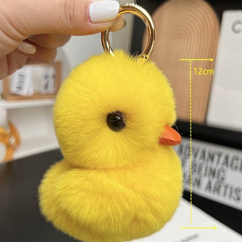 Jaune Joli porte-clés en fourrure de lapin Swimming Duck Rex en vente sur Faire6