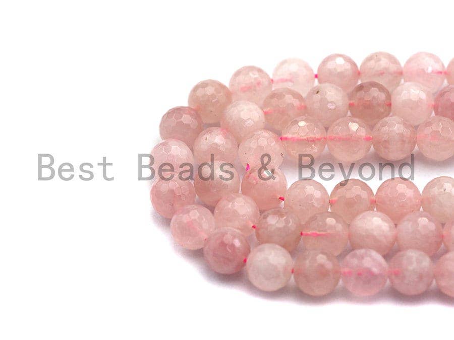 BestBeads&Beyond - Wholesale Beads - Quality Natural Faceted Rose Quartz, 6mm/8mm/10mm/12mm Round Faceted Rose Quartz, Natural Gemstone Beads, sku#U4771