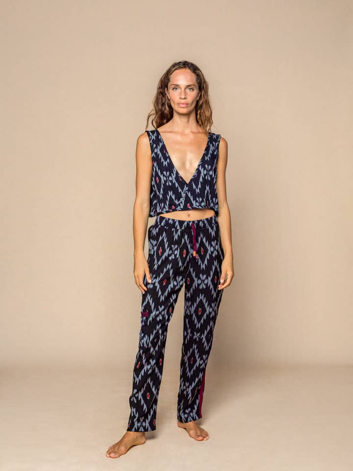 Diasmond pants and top set. Handwoven for wholesale by Zenwa