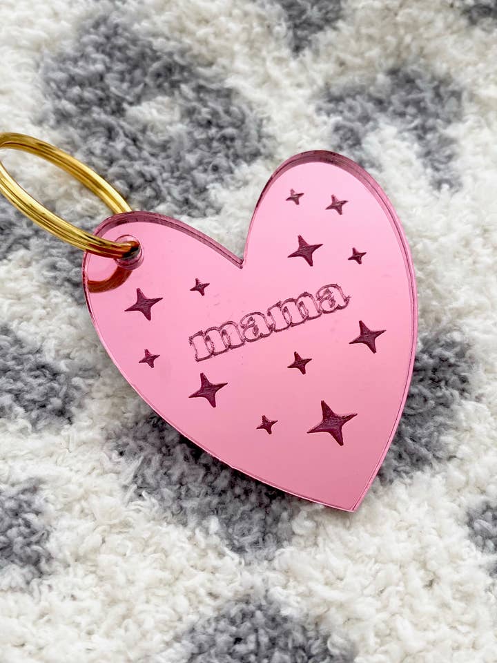 Mama Heart Keychain for wholesale by Everyday Calligraphy