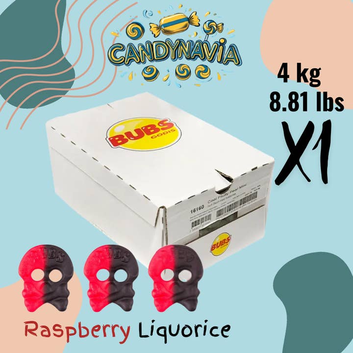 Swedish Candy - Bubs Raspberry/Liquorice Skull for wholesale by Candynavia