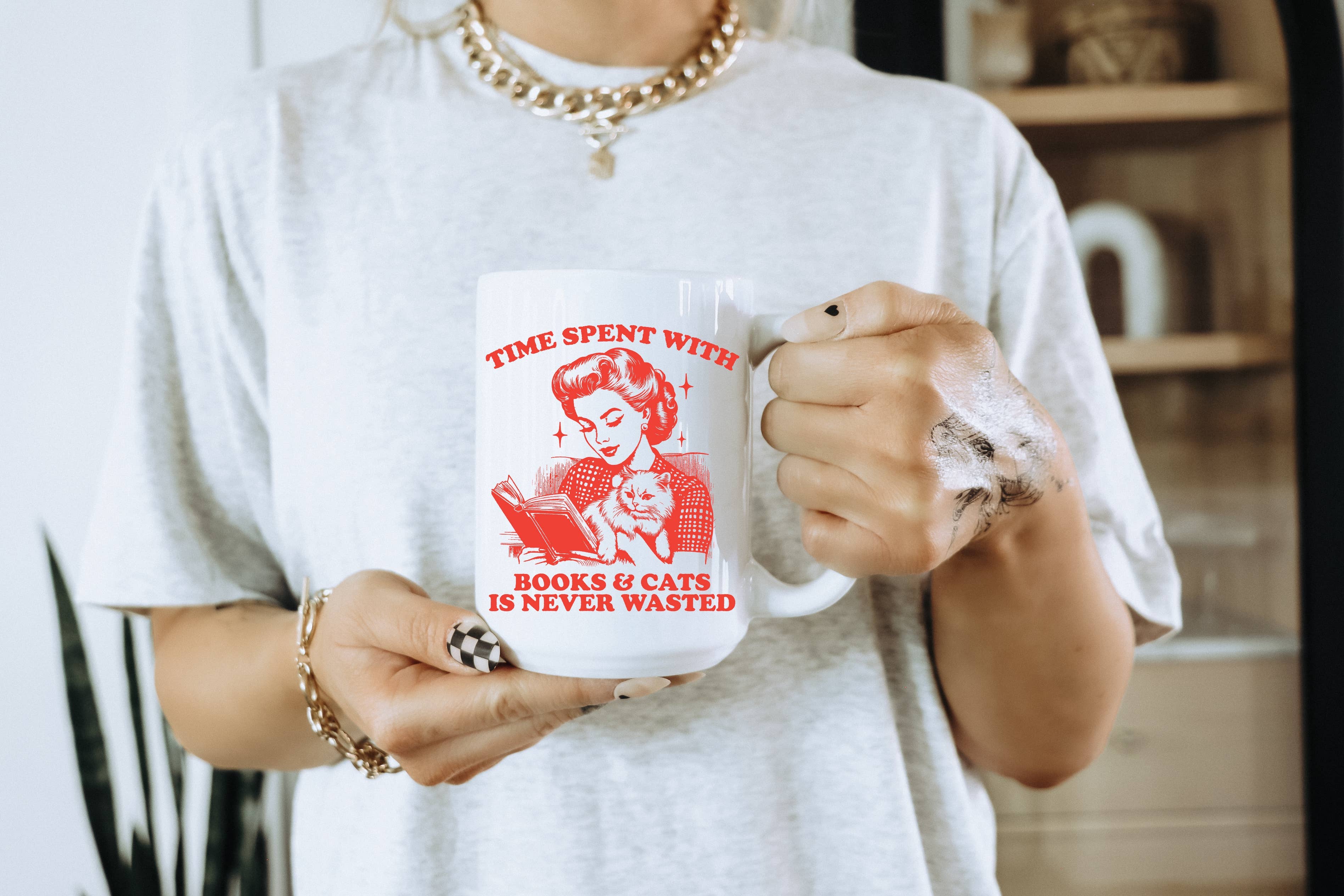 Ace the Pitmatian Co - Wholesale Coffee Mug - Books & Cats Coffee Mug1