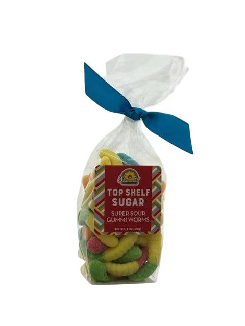 Gift Bag - Gummi Super Sour Worms 6 oz. w/bow for wholesale by Sunflower Food Company