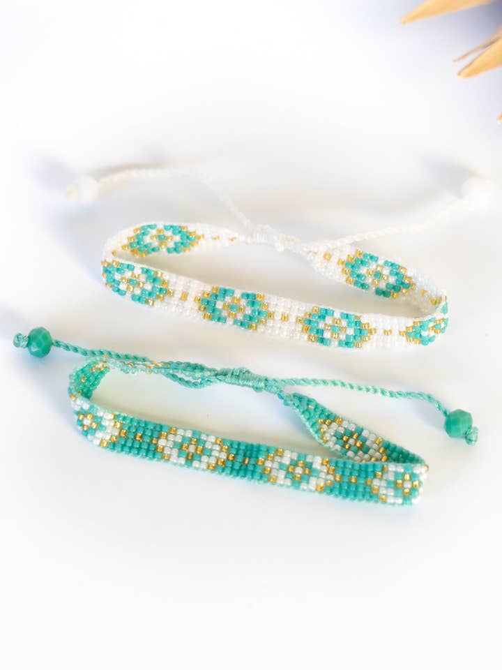 Turquoise Seed Bead Pull Bracelets for wholesale by Bali Queen