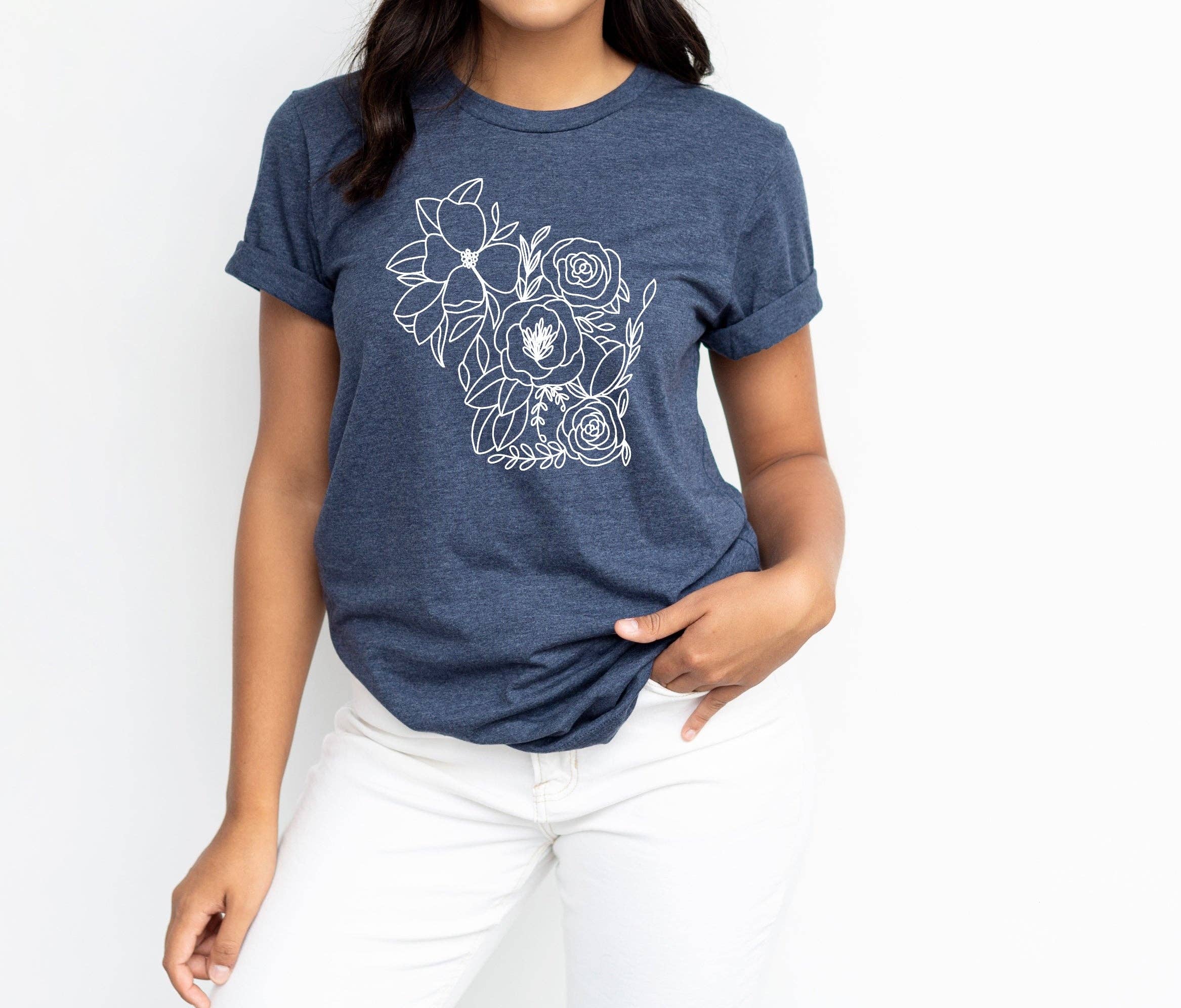 Autumn Rose Co. - Wholesale Screen Printed T-Shirt - Women's - Wisconsin Floral Tee, Wisconsin Graphic Tee For Women1