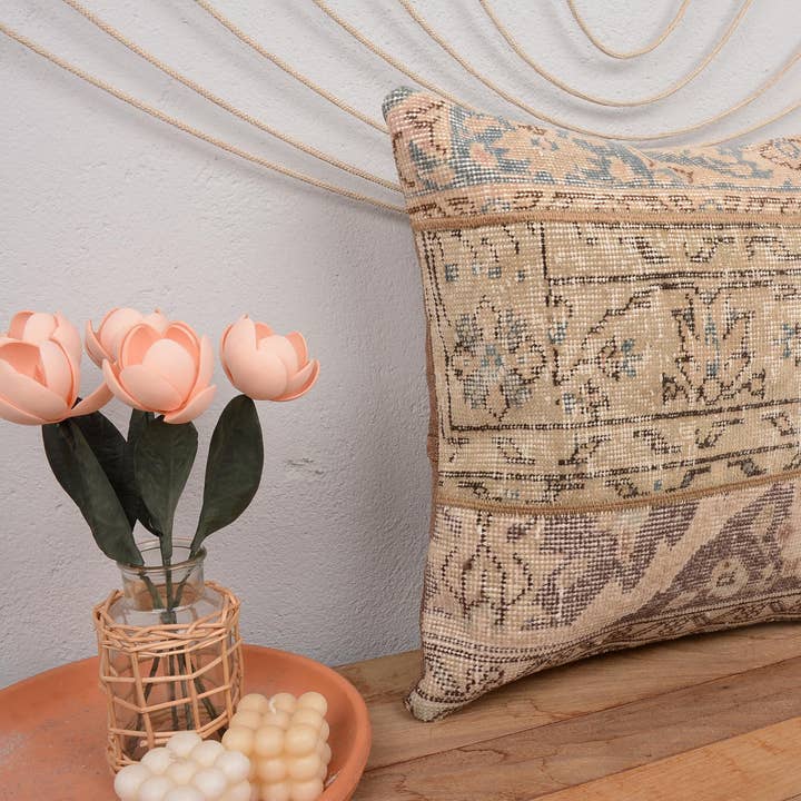 Vintage turkisk kilim kuddfodral 20x20 med texturerat överdrag för wholesale av Kilim Pillow Decors