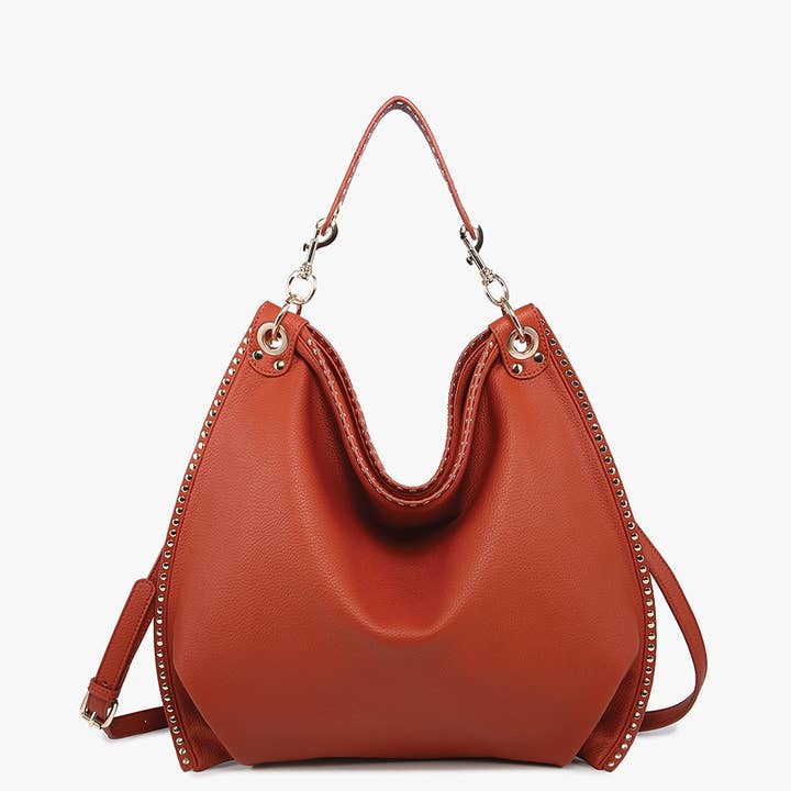 Jen & Co. - Wholesale Satchel - Women's - *SALE* M2576 Carly Studded Slouchy Hobo w/ Long Strap