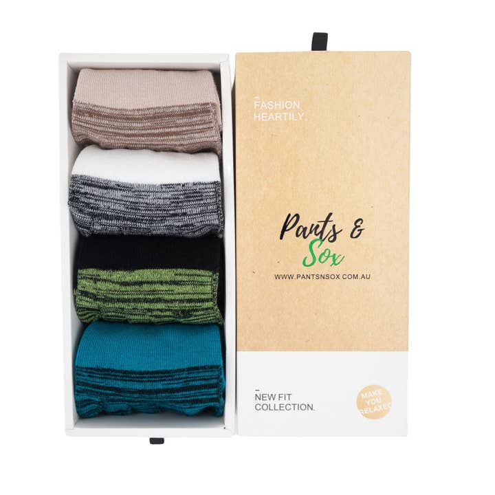 Stripes Black Sports Toe Socks Gift Box for wholesale by Pantsnsox