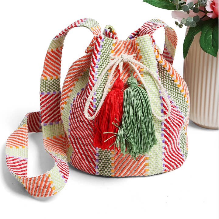 Fashion City – Engroshandel Crossbodytaske - Dame – Crossbody spandetaske med stribet mønster og kvaster16