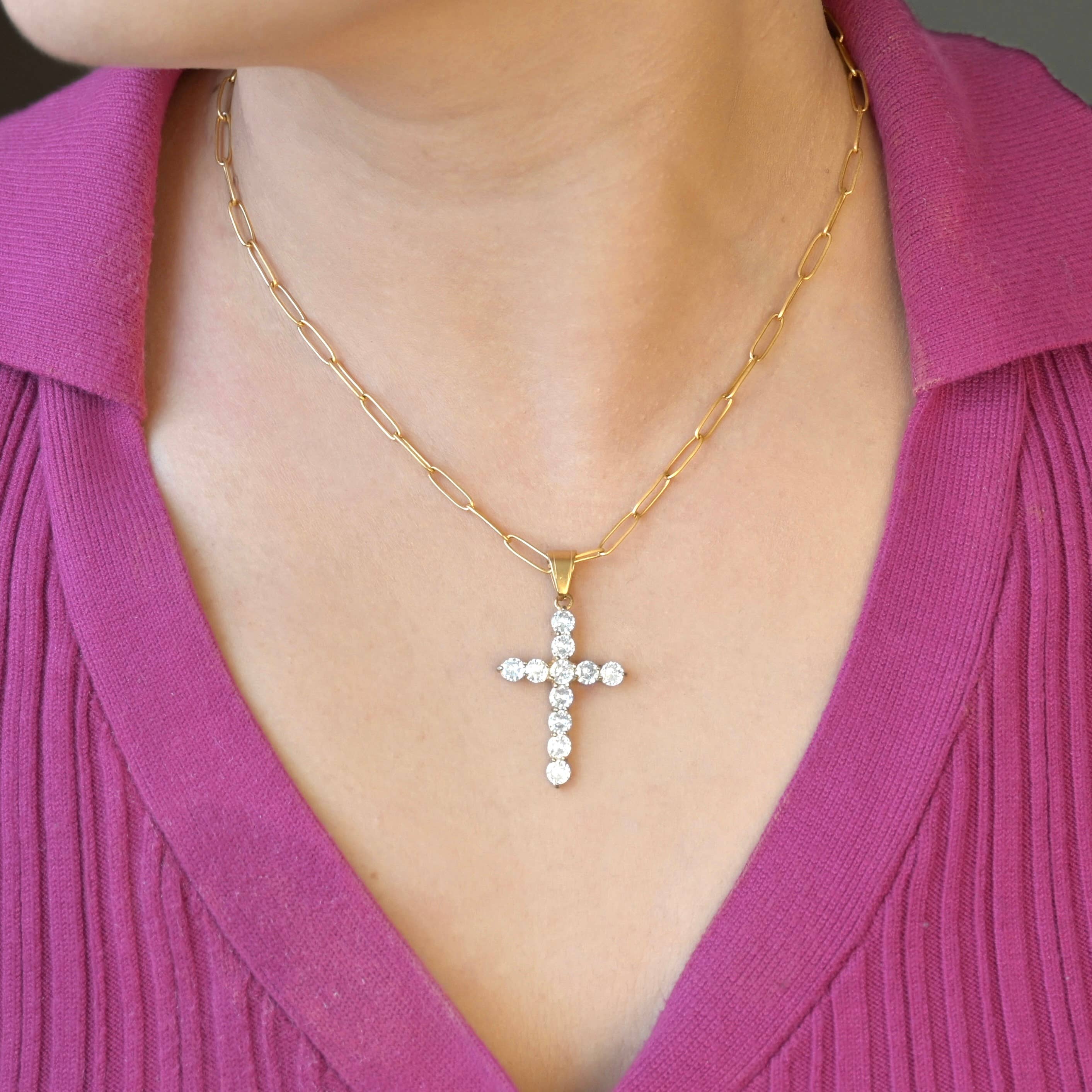 Blueyejewelry - Wholesale Pendant/Charm Necklace - Diamond Cross Necklace - Tarnish-free CZ Cross Pendant 1