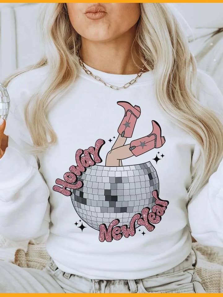 Howdy Disco Ball Neujahrs-Sweatshirt für den Großhandel von THE LATTIMORE CLAIM