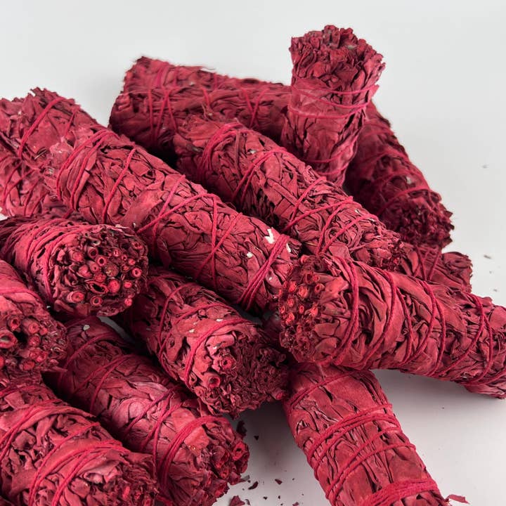GREENROOTS USA LLC - Wholesale Sage Bundle - White Sage Dragon Blood Red Smudge Stick Bundle 4"6