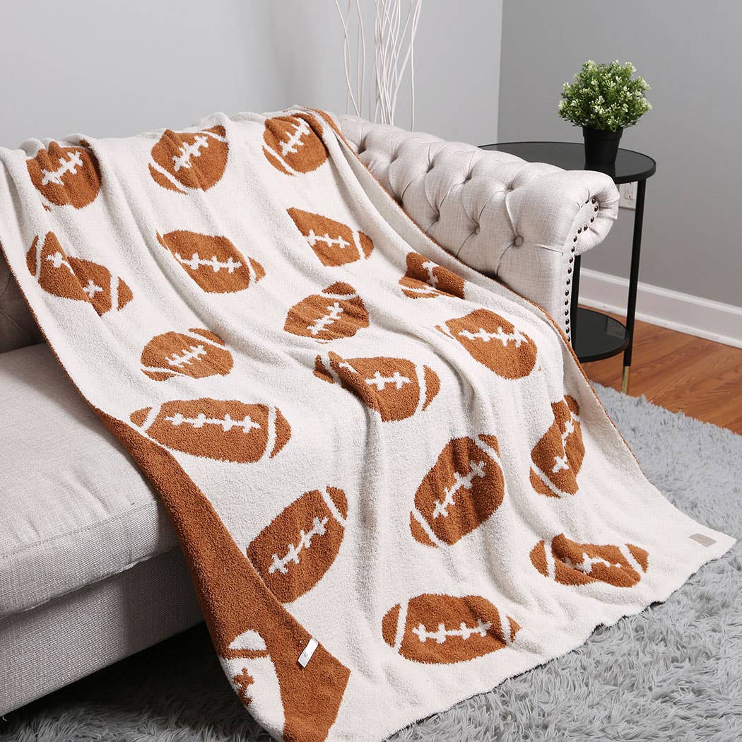 Brown Football Patterned Throw Blanket for wholesale on Faire1