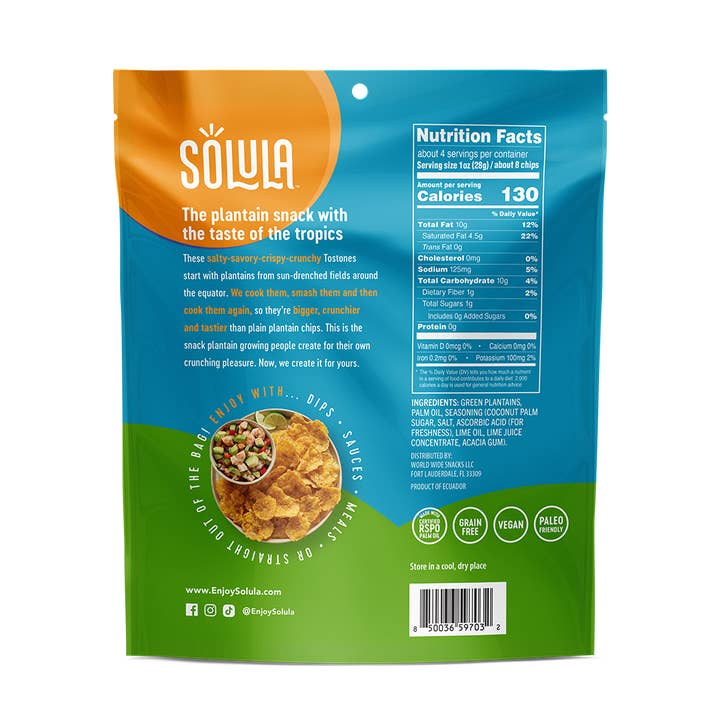 Solula - Wholesale Chips - Plantain Crisps / Chips Tostones - Caribbean Lime, GF