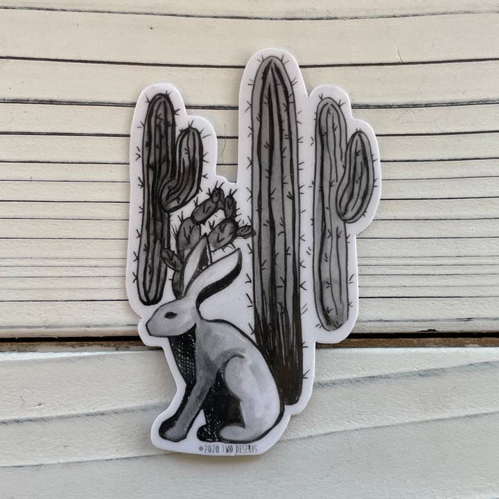Jackrabbit & Saguaros Vinyl klistermärke för wholesale av Two Deserts