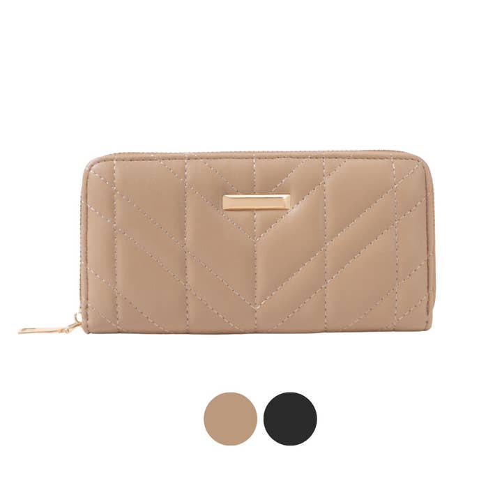 Ladies Chervon Quilt Zip Around Wallet - LWBG1208 for wholesale by Selini New York