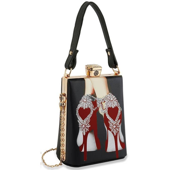 Retro Red Heels Print Petite Hand Tote for wholesale by Handbag Express
