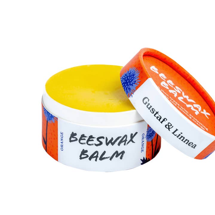 Gustaf och Linnea - Wholesale Verzorgende zalf/balsem/crème - Bijenwasbalsem met sinaasappel in papieren verpakking -Engelse versie