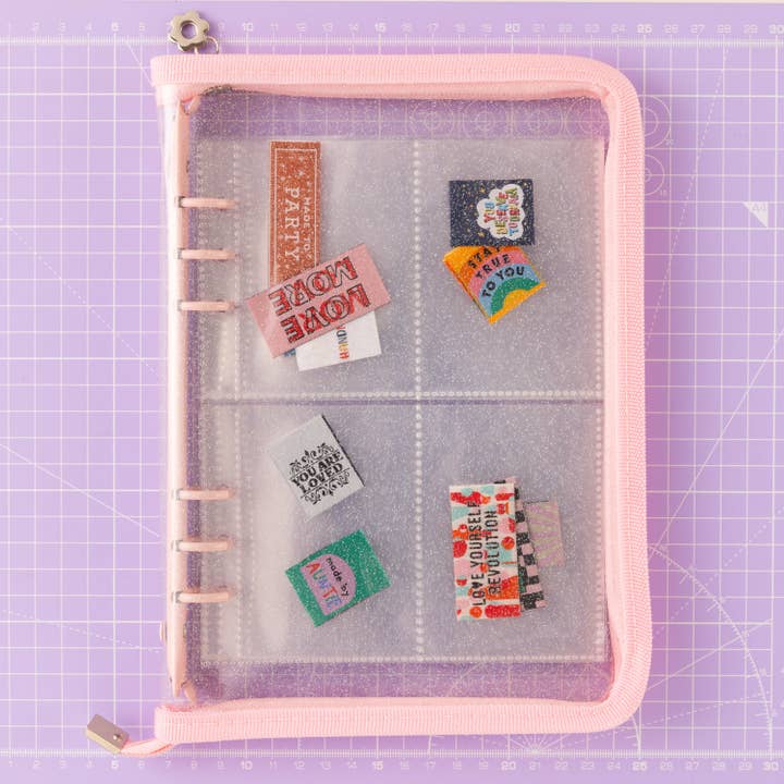 LABEL STASH FOLDER - PINK - Sewing Label Storage for wholesale by Little Rosy Cheeks