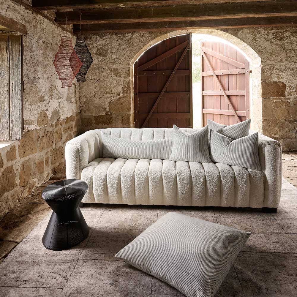 Eadie Lifestyle - Vente Housse de coussin - Housse de coussin Marina - Blanc cassé avec fines rayures4