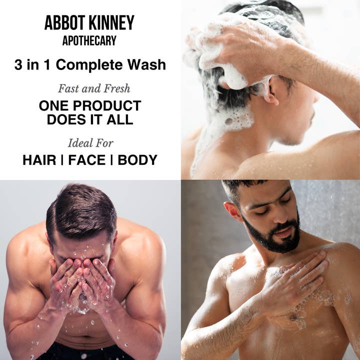 Abbot Kinney Apothecary - Wholesale 2-in-1 Shampoo & Body Wash - Men's - Men's 3 in1 Shampoo, Conditioner & Body Wash & Soap - Woods