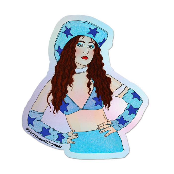 Autocollant Holographique Country Diva pour la vente par Party Mountain Paper co.