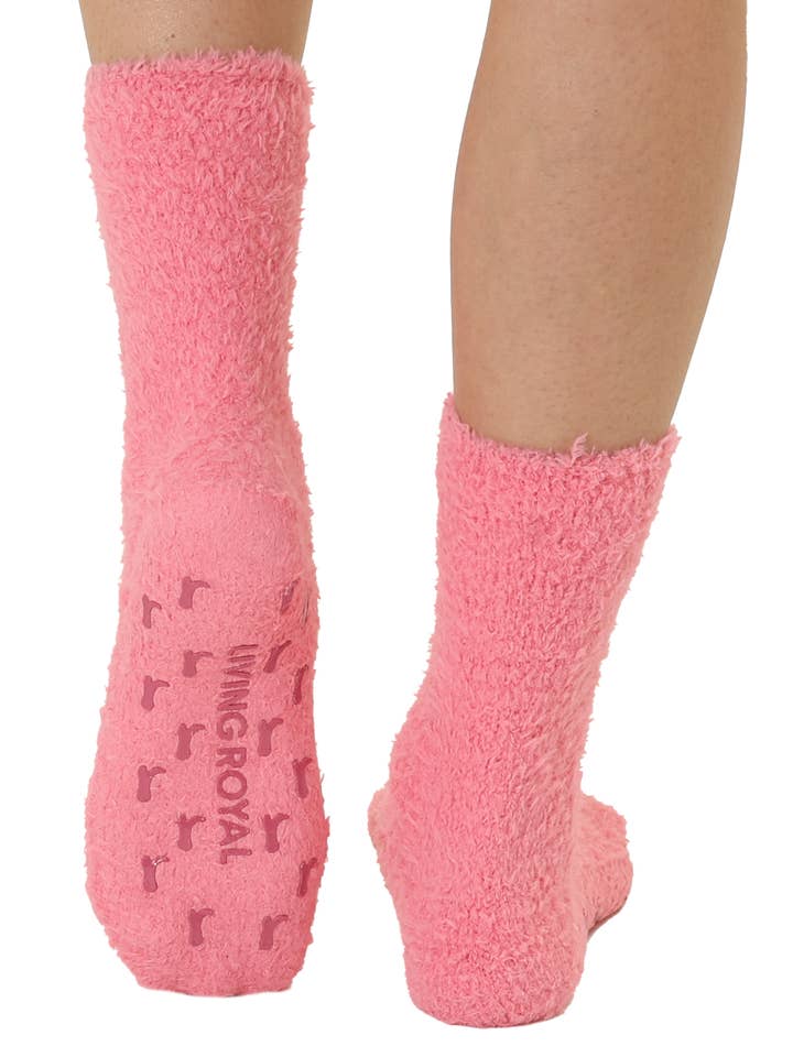 Living Royal - Wholesale Socks - Women's - Fuzzy Crew Socks - Cowgirl Boots - "Let's Go Girls" - Pink